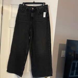 Old Navy Drapey Denim High Rise Baggy Wide Leg Jeans